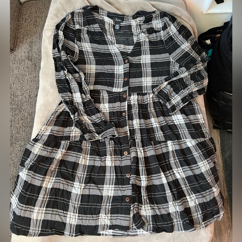 Justify Black & White Plaid Dress